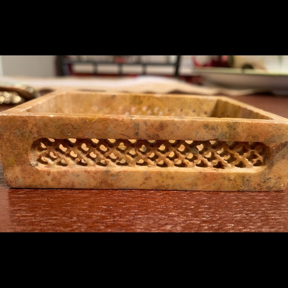 Holy Land Stone Trinket Box with Mother of Pearl - Picture 3 of 3